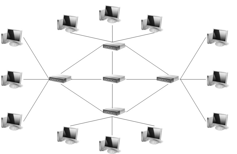 Схема соединения локальной сети по типу звезда