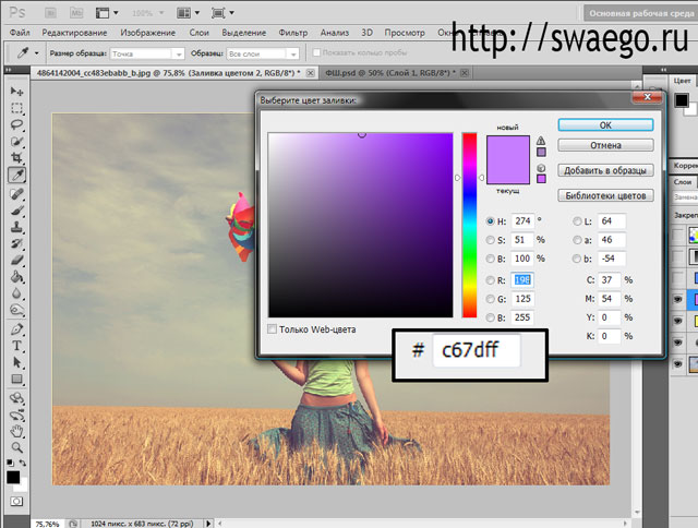 Заменить цвет в фотошопе на картинке