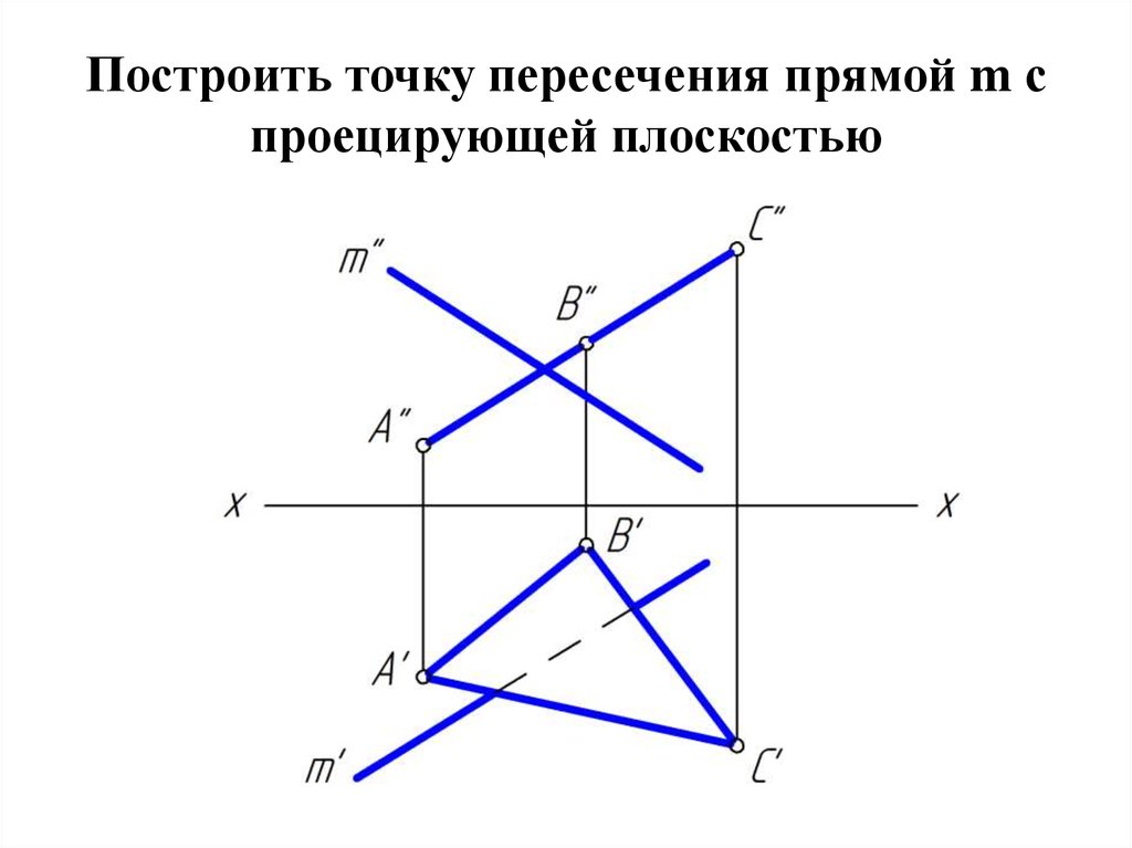 Точка пересечения прямой и плоскости правильно найдена на рисунке