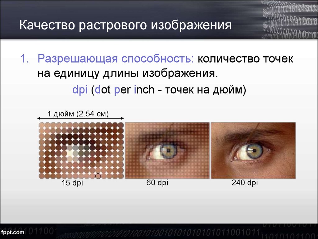 Качество растрового изображения зависит от разрешения изображения