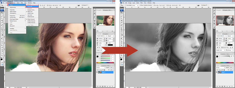 Фотошоп как сделать черно белое изображение