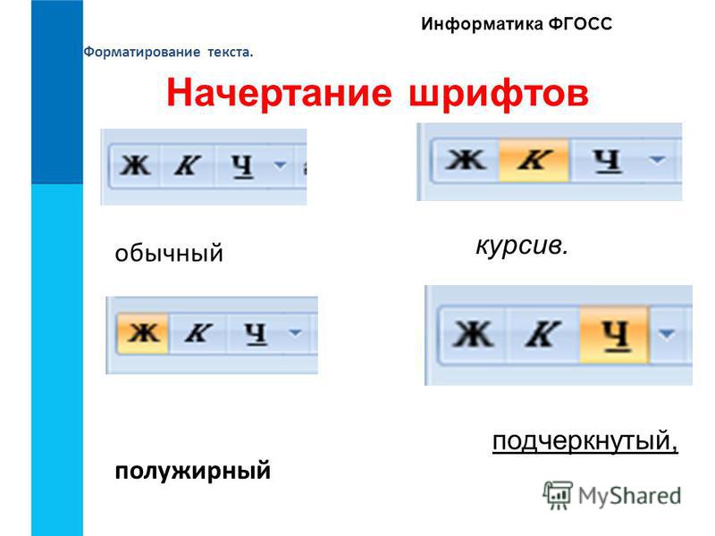 Начертание знаков букв