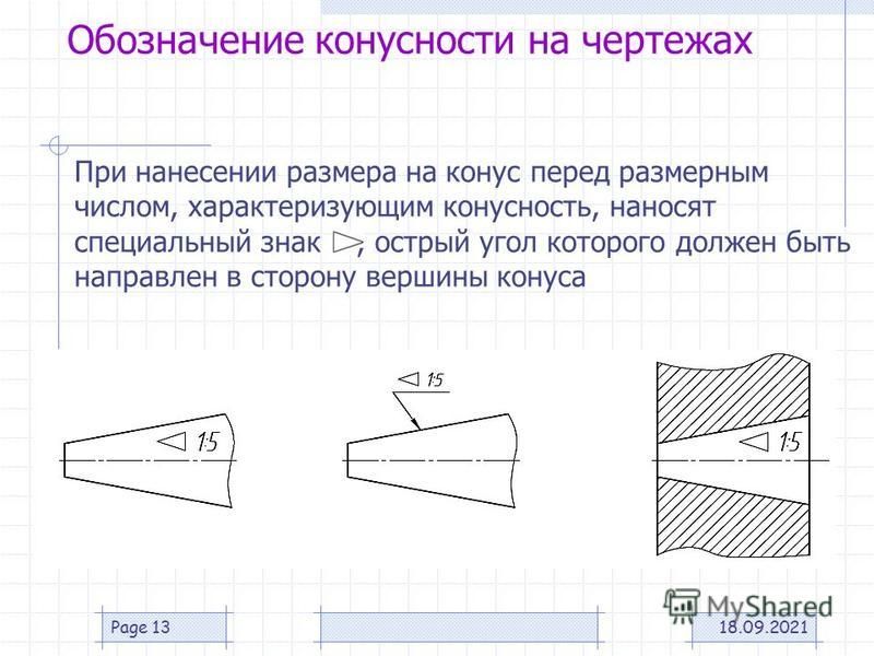 Конусность это на чертеже