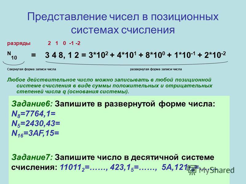 Сгенирование чисел. Запись числа в позиционной системе счисления. Позиционные системы исчисления в информатике. Представление чисел в позиционных системах счисления. Позиционное представление чисел..