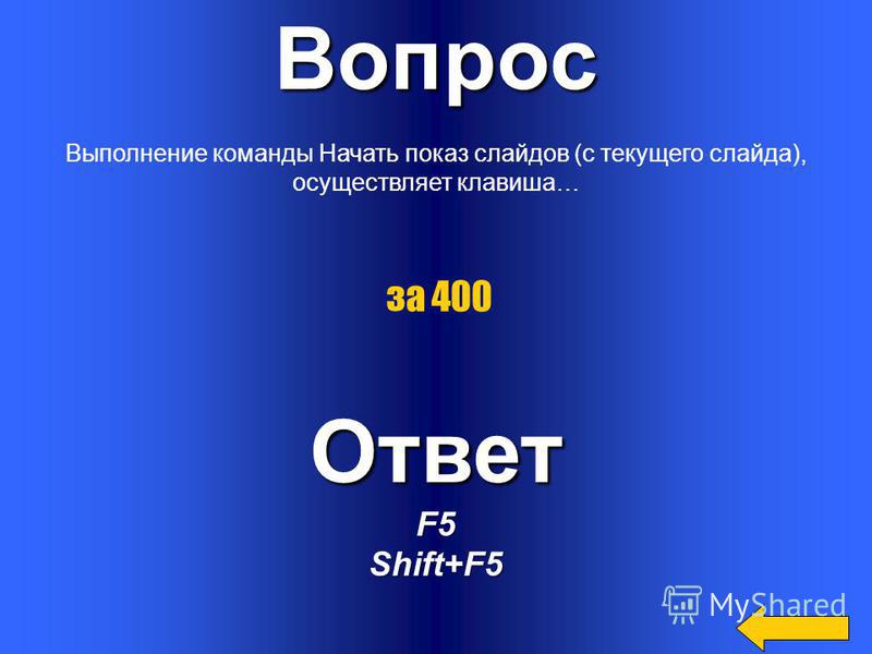 Какая клавиша прерывает показ слайдов презентации программы