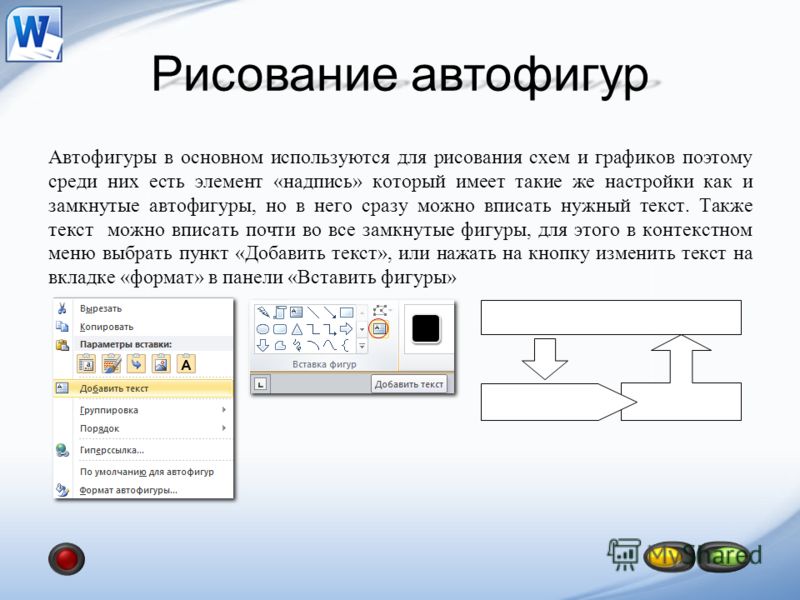 Работа с графическими объектами структурные схемы и автофигуры