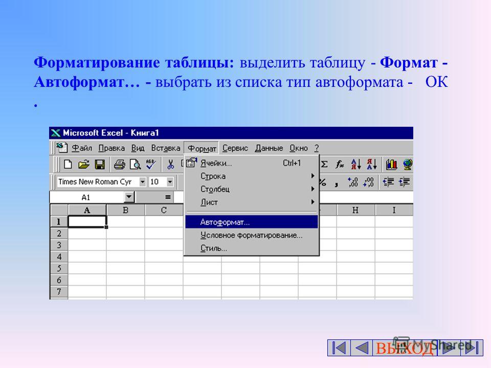 Как сделать автоформат таблицы в ворде