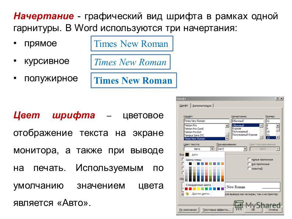 Создать в текстовом редакторе word документ по предлагаемому образцу используя различные начертания