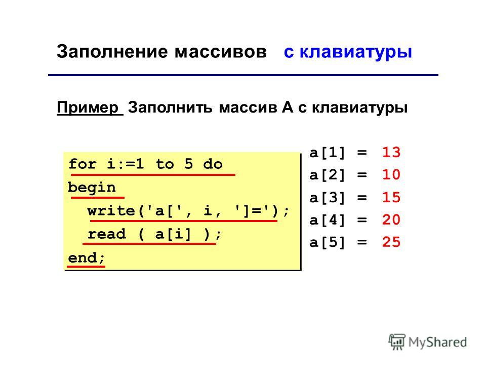 Как заполнить массив с клавиатуры си шарп