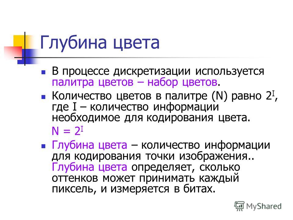 Формула объема растрового изображения информатика