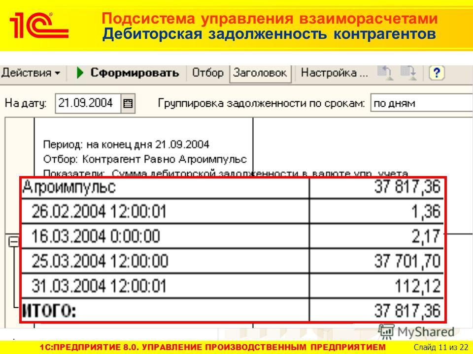 Ведомость по взаиморасчетам с контрагентами 1с упп