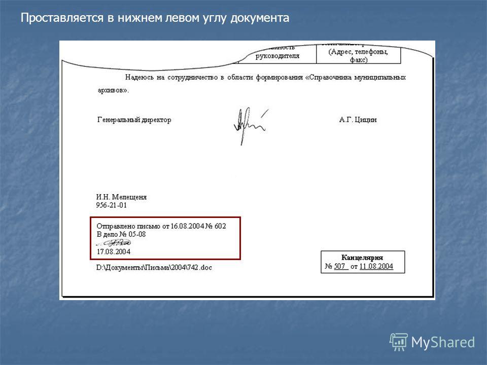 Исполнитель в документах