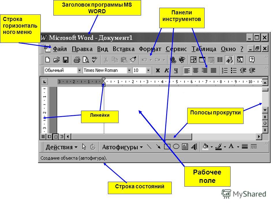 Какой элемент окна программы ms word выделен красным на рисунке