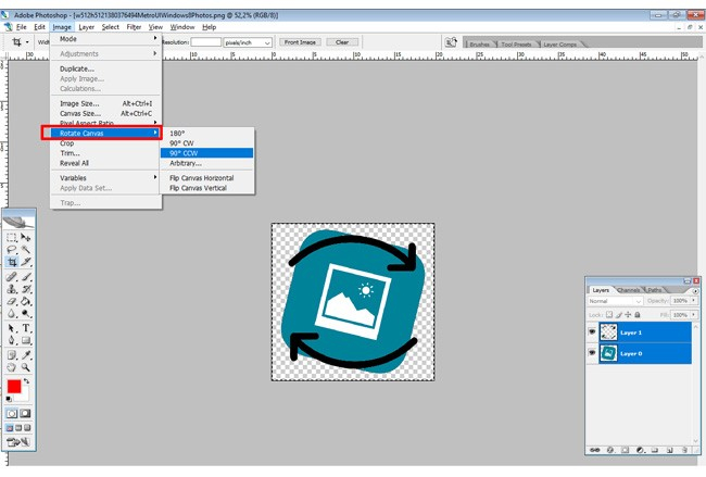 Photoshop как вращать изображение