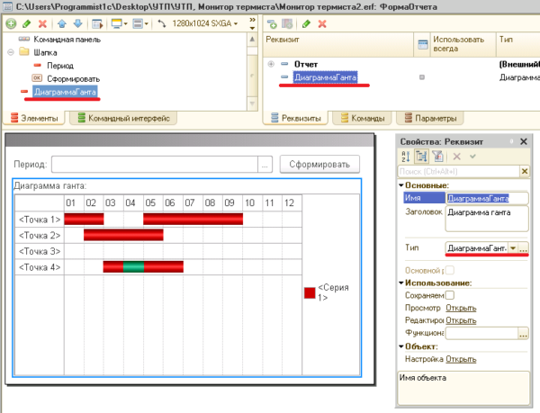Как создать отчет содержащий диаграмму 1с