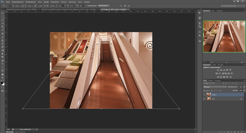 Как в фотошопе изменить картинку в перспективе