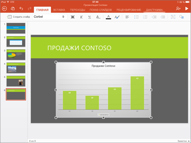 Как сделать диаграмму в презентации powerpoint на телефоне