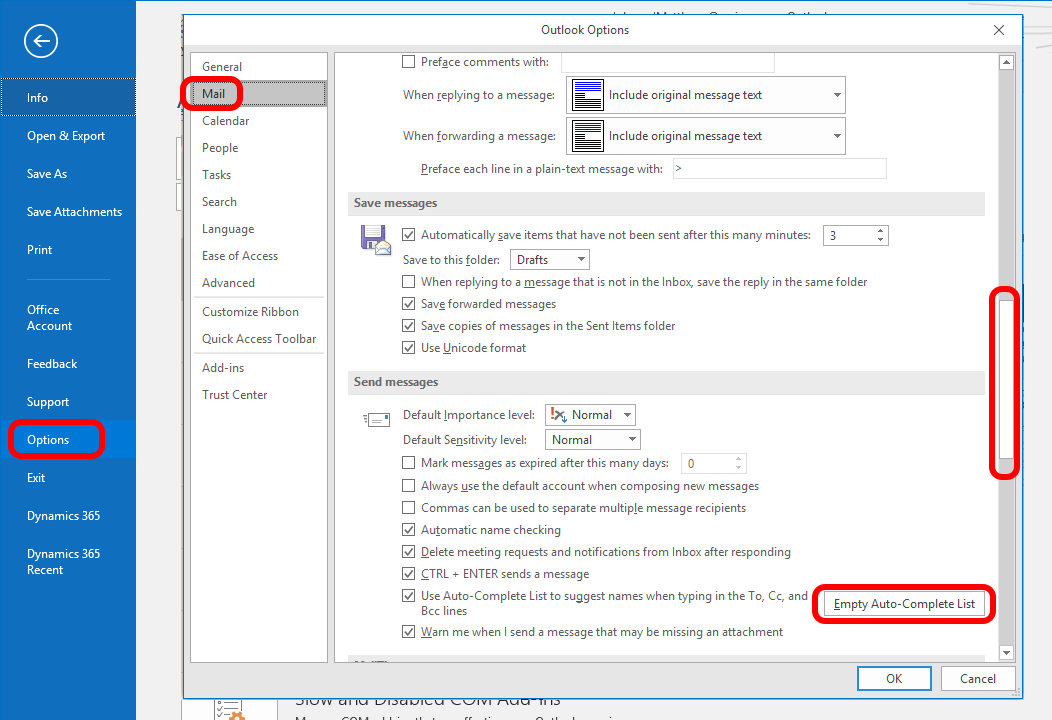 Clear Autocomplete Outlook