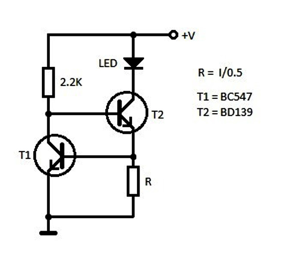Транзистор и светодиод. Стабилизатор тока на двух транзисторах схема. Схема стабилизатора тока для светодиодов на транзисторах. Стабилизатор тока на биполярном транзисторе схема. Схема двухполюсного стабилизатора тока.