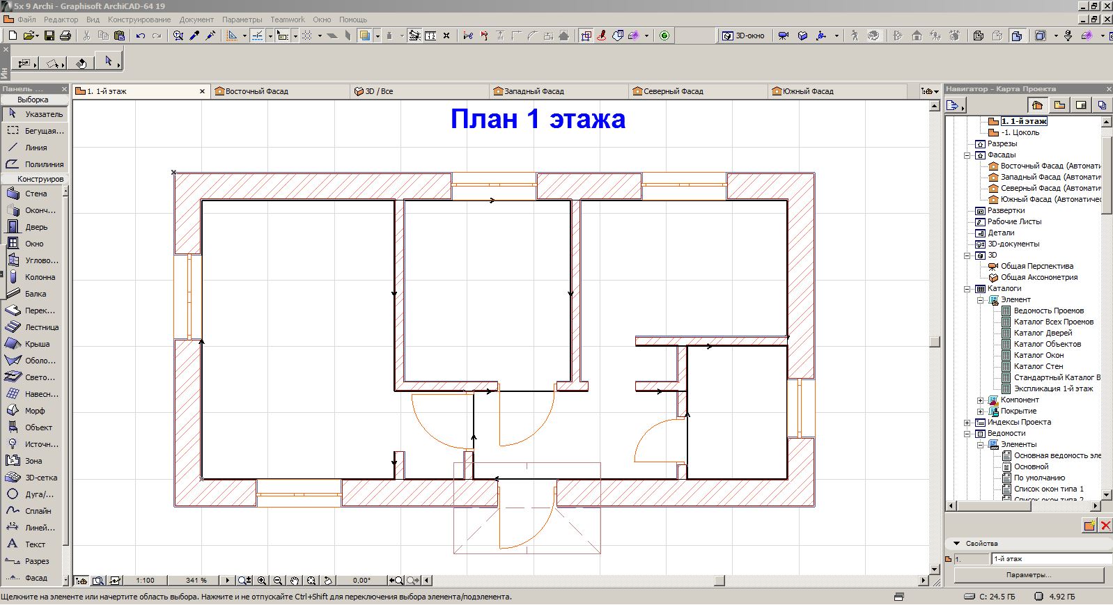 План дверей архикад