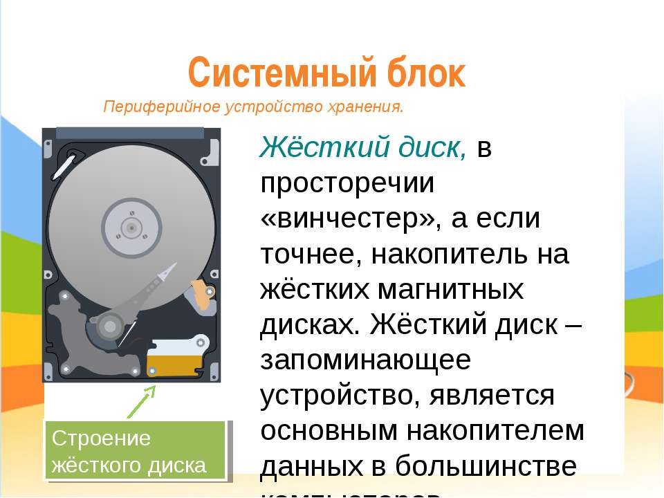 Другое название жесткого диска 9 букв ответ 5 класс