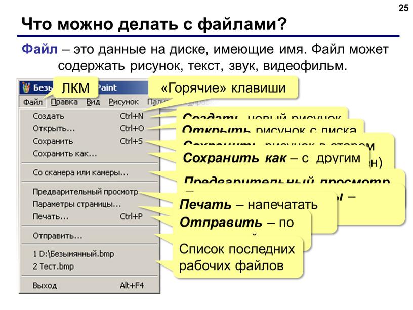 Что можно делать с файлами внутри архива