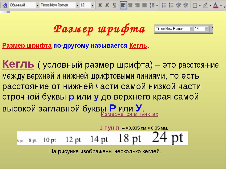 Кегль в презентации это