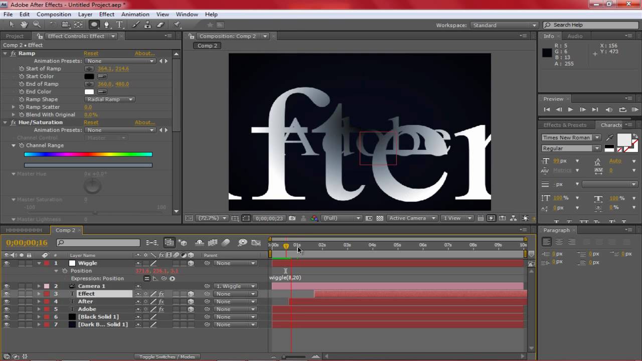 Редактирование в after effects