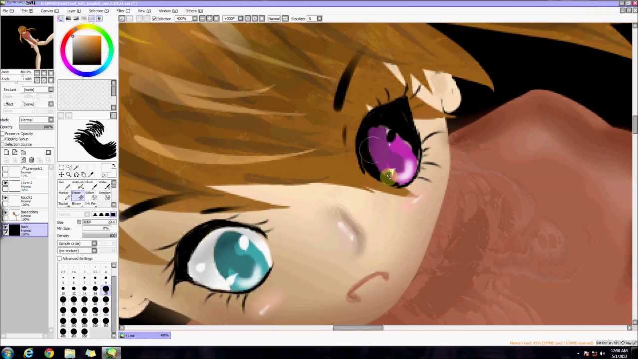 Как рисовать аниме в paint tool sai 2