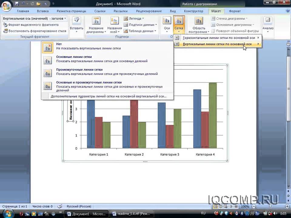 Как добавить название осей в диаграмме в ворде