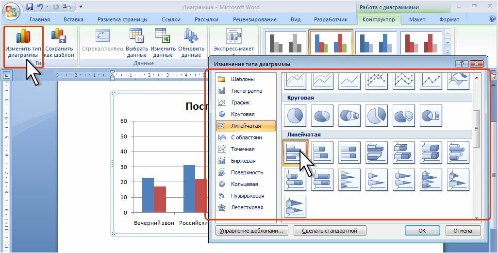 Как изменить диаграмму в word - 91 фото