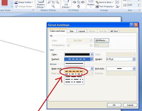 Как вставить пунктирную линию в excel