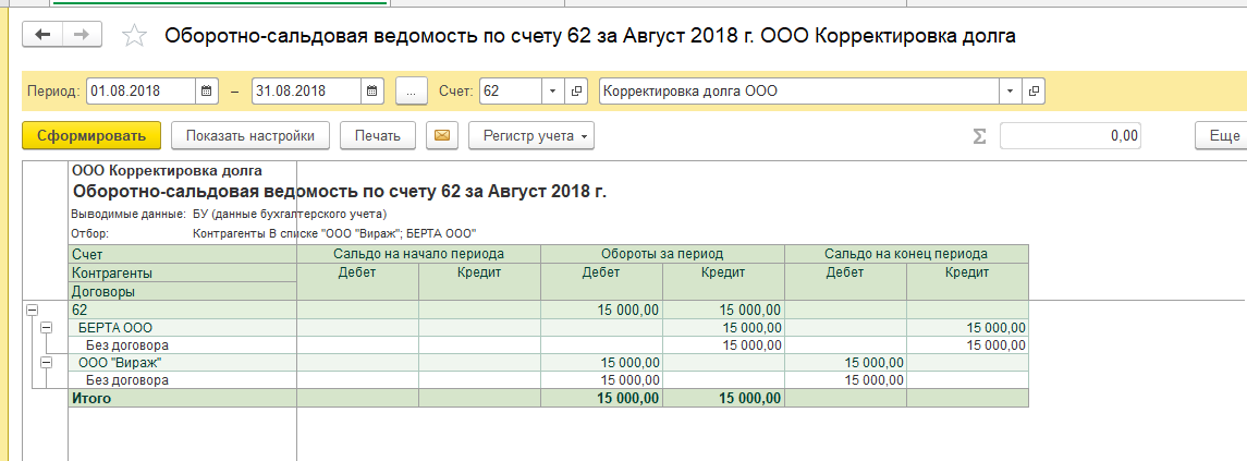 Анализ взаиморасчетов с контрагентами в 1с