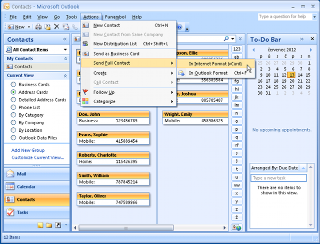 Перенос контактов из outlook express в microsoft outlook 2007