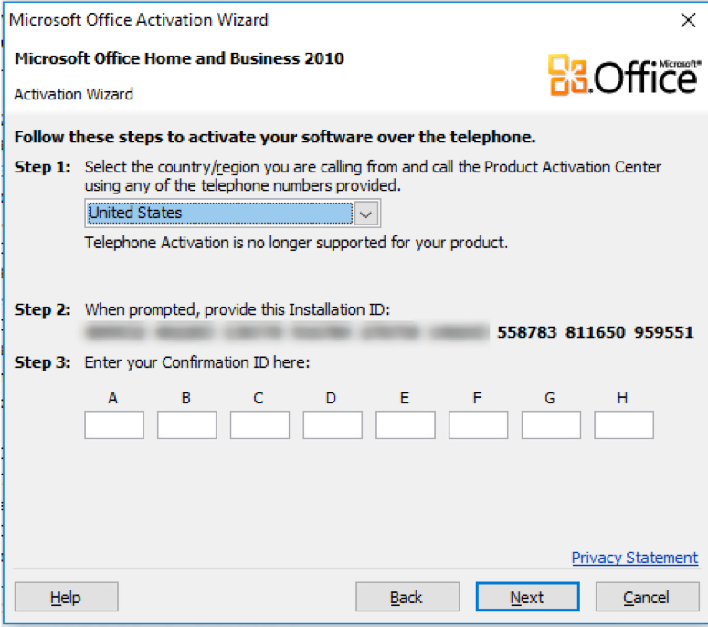 ms office 2007 telephone activation key