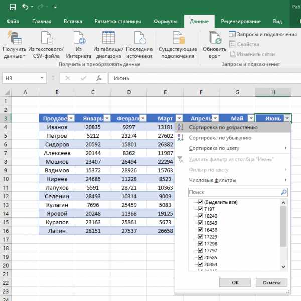 Excel работа с таблицами отключить