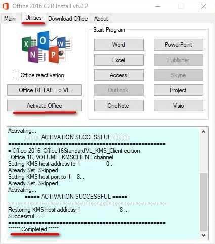 activate kms office 2016 client