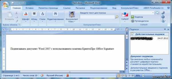 Отображение электронно цифровой подписи документа word в виде штампа при подписании